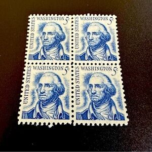US STAMP George Washington 5 CENT - block of 4